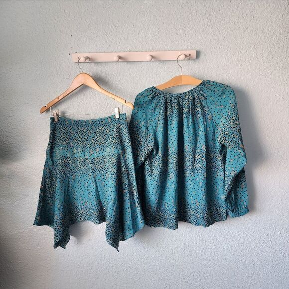 ATEEN SILK asymmetrical boho skirt and blouse made in Brazil - Picture 8 of 16